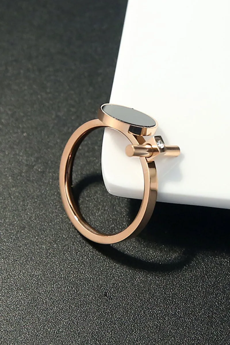 Geometric Black Enamel Ring