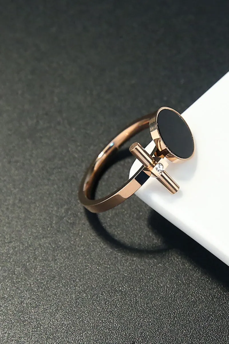 Geometric Black Enamel Ring