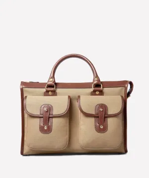 Ghurka Examiner No. 5 in Khaki Twill & Vintage Walnut Leather
