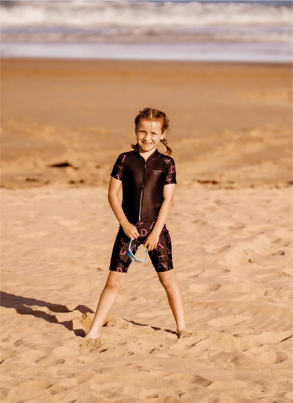 Girls Triathlon Suit - Black Letter Print