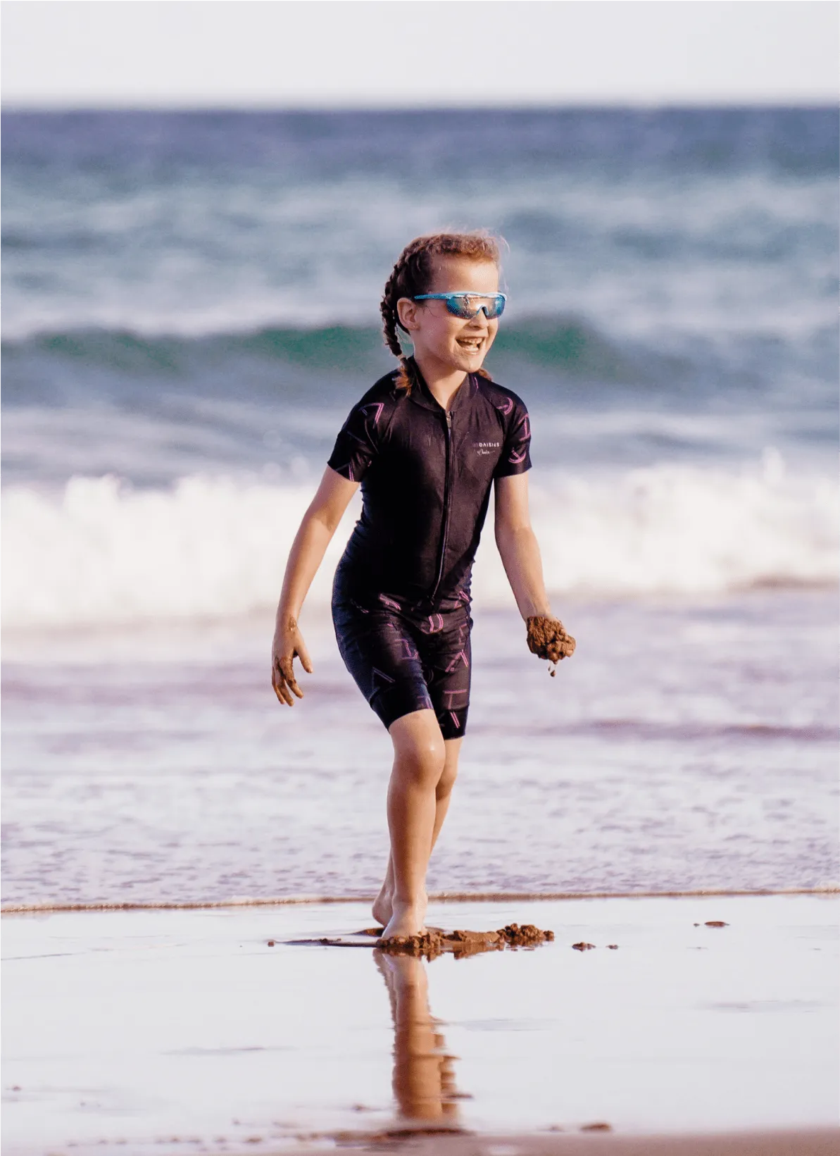Girls Triathlon Suit - Black Letter Print
