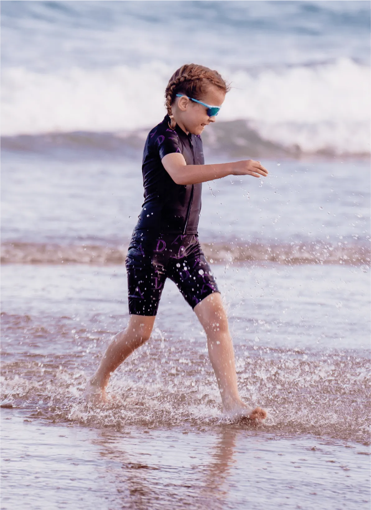Girls Triathlon Suit - Black Letter Print