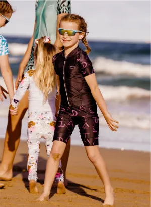 Girls Triathlon Suit - Black Letter Print
