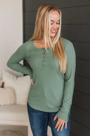 Give Your Best Henley Top- Sage