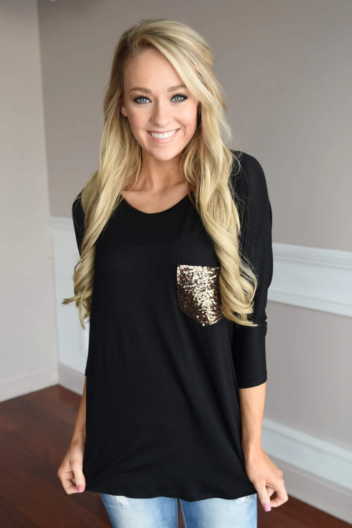 Glam Pocket Top - Black