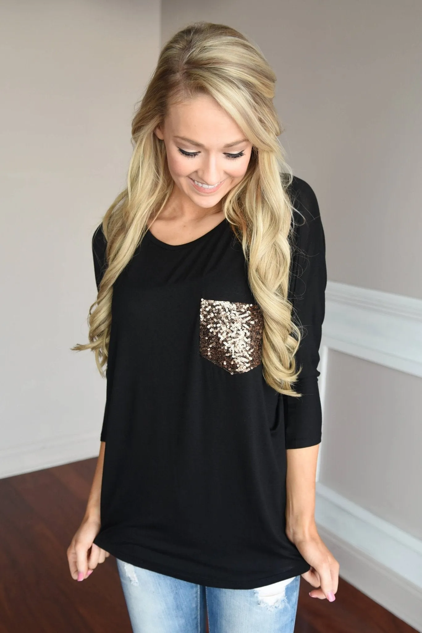 Glam Pocket Top - Black