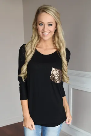 Glam Pocket Top - Black