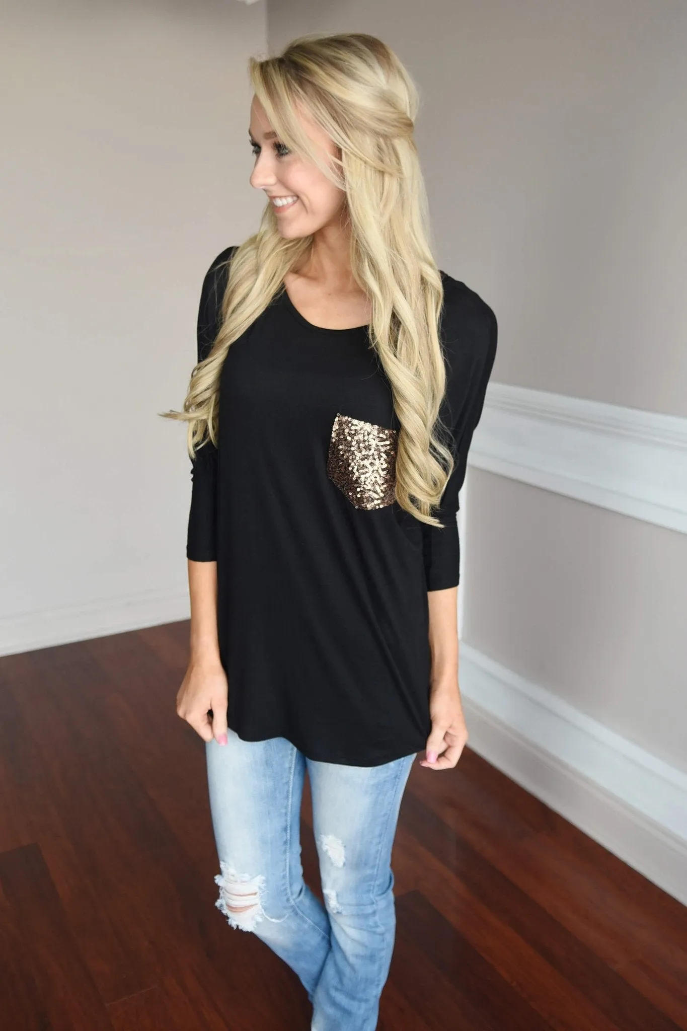 Glam Pocket Top - Black