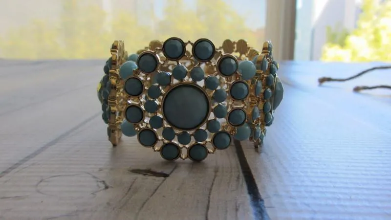 Gold & Blue Stretch Bracelet