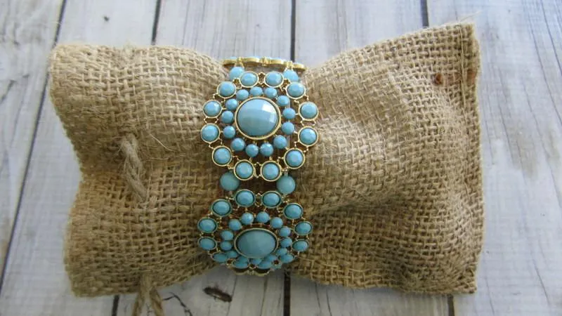Gold & Blue Stretch Bracelet