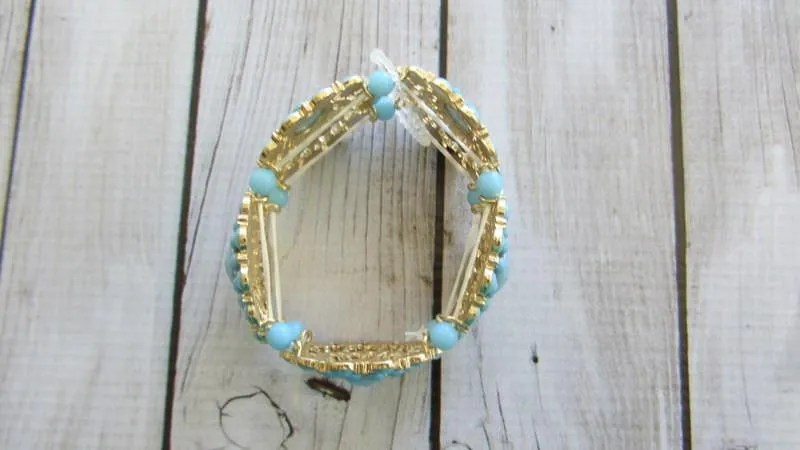 Gold & Blue Stretch Bracelet