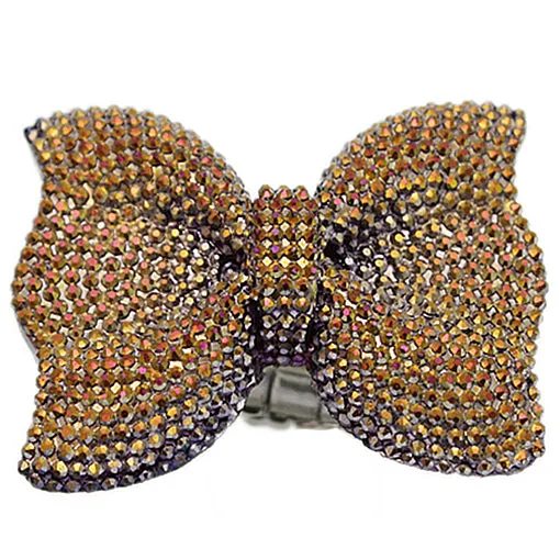 Gold Bronze Large Sparkle Bow Stretch Ring
