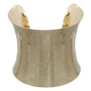 Gold Long Textured Metal Cuff Bracelet