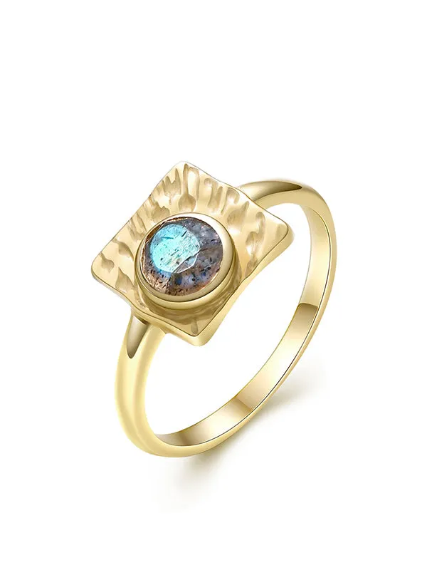 Golden Square Labradorite Ring