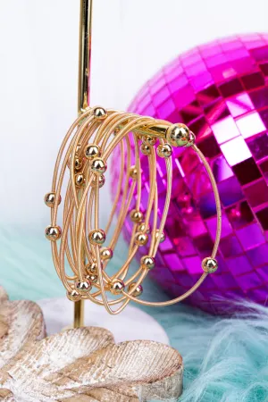Goldtone Multi-Strand Spring Coil Beaded Bracelet Set