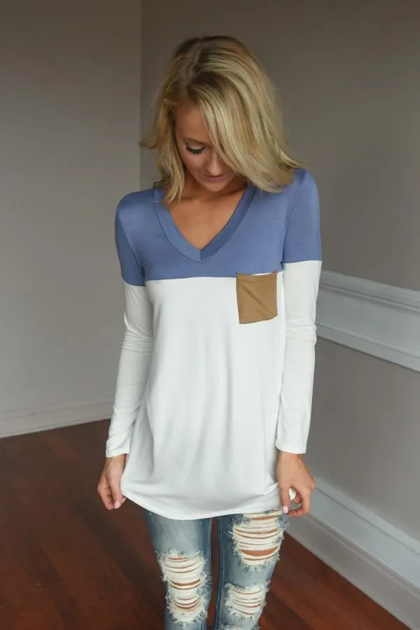 Got a Little Change in My Pocket Top ~ Blue