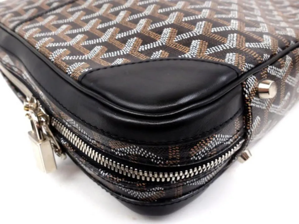 Goyard Black Chevron Goyardine Diplomat Briefcase Attache Bag 857928