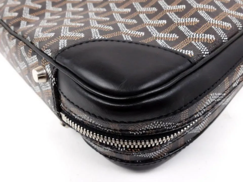 Goyard Black Chevron Goyardine Diplomat Briefcase Attache Bag 857928