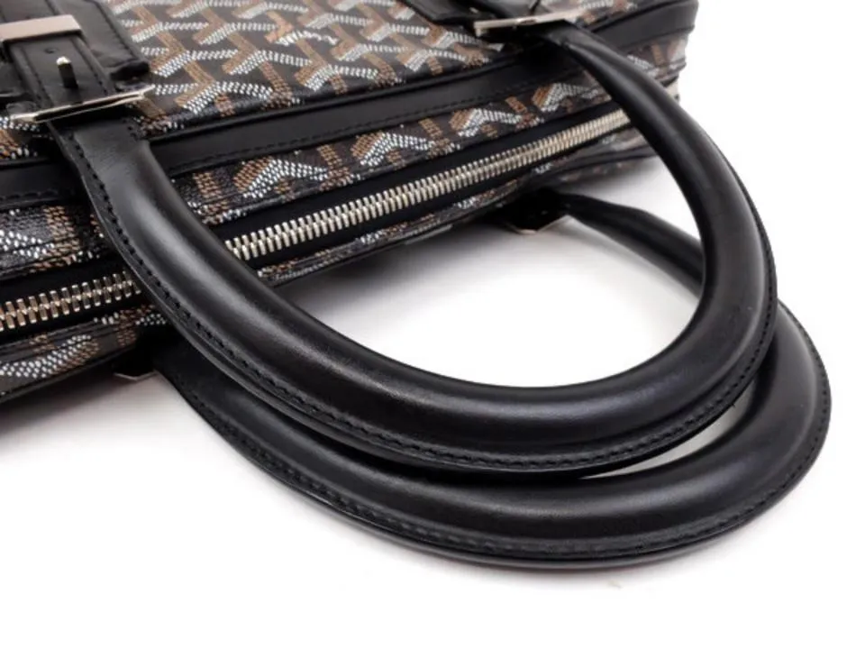 Goyard Black Chevron Goyardine Diplomat Briefcase Attache Bag 857928