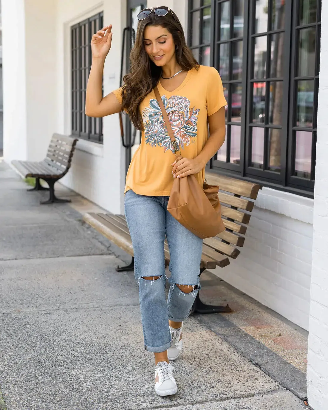 Grace & Lace Sketched Floral Graphic Tee - VIP Fave