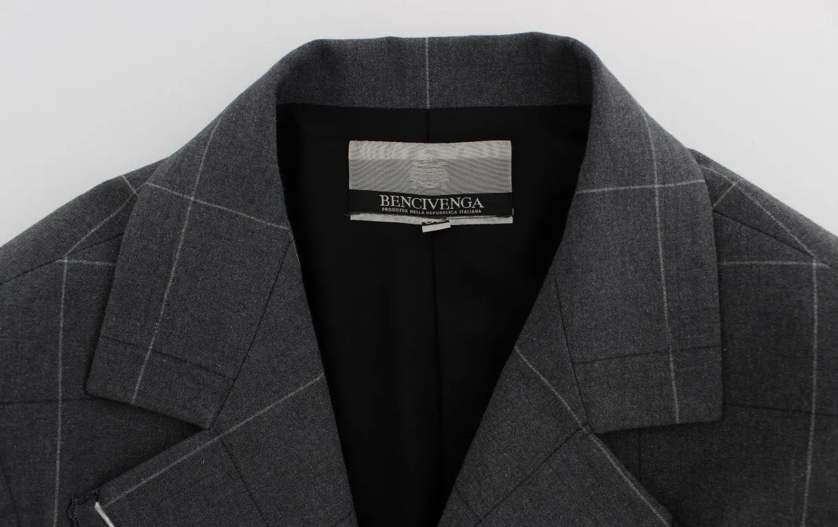 Gray Stretch Sheath Dress Suit Set