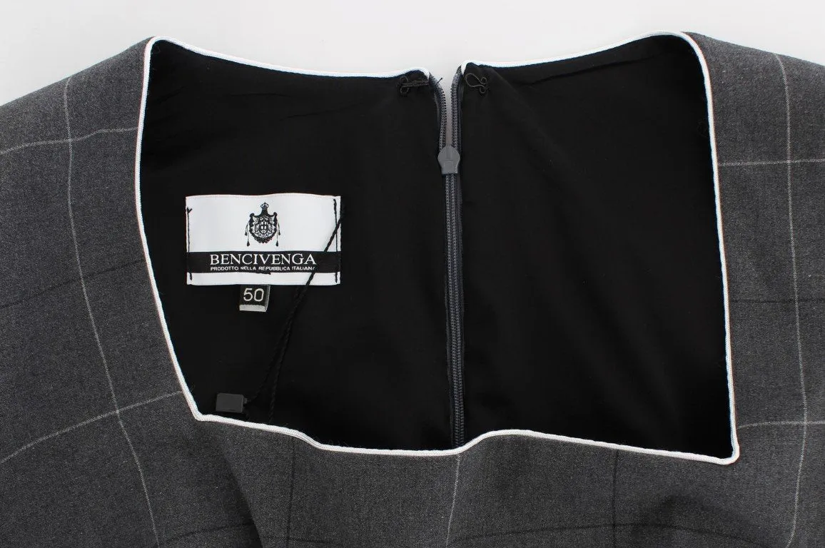 Gray Stretch Sheath Dress Suit Set