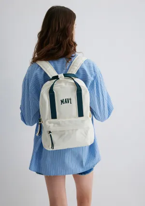 Green Detailed Ecru Backpack