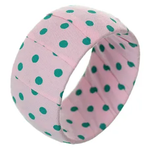 Green Pink Polka Dot Bangle Bracelet
