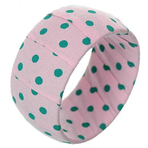 Green Pink Polka Dot Bangle Bracelet