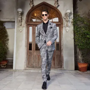 Grey And Black Festive Wear Mens Suit