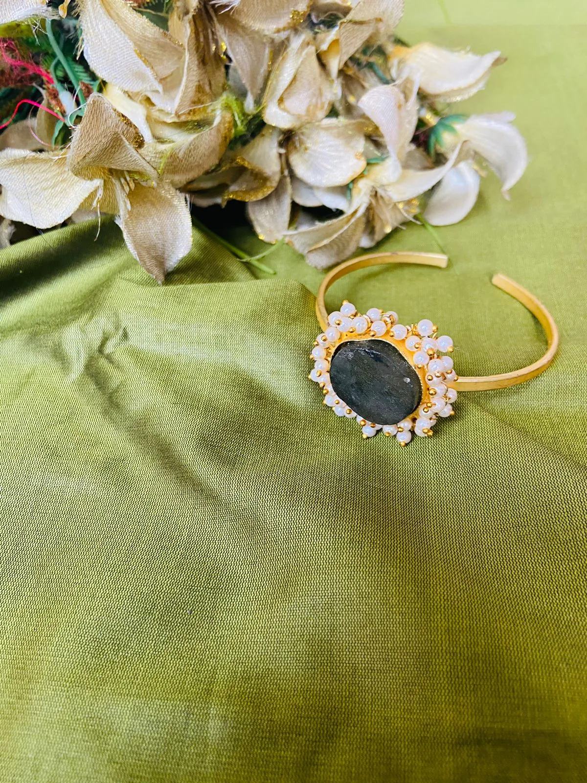 Grey Textured Raw Stone Bracelet