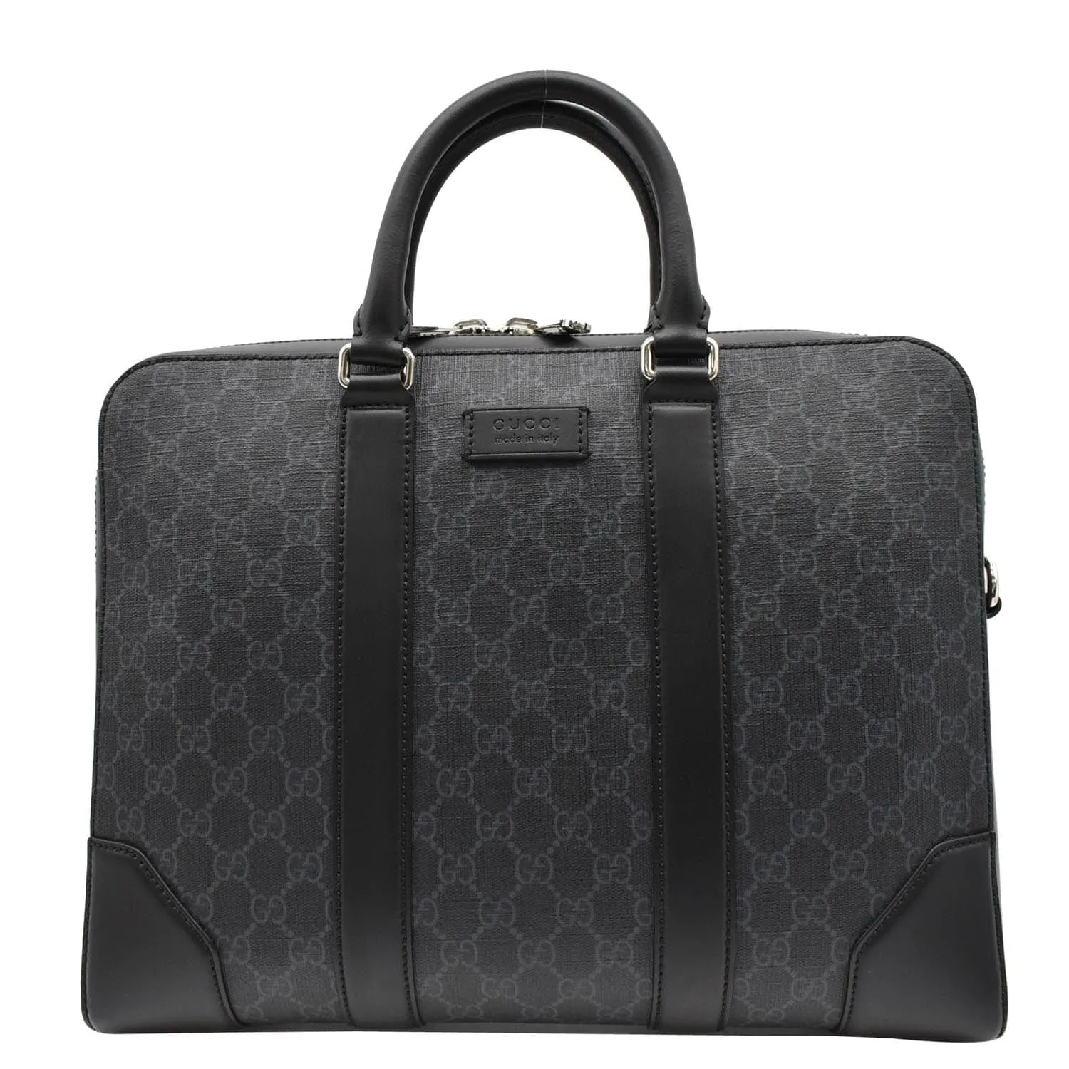 GUCCI Briefcase GG Supreme Canvas Messenger Bag Black 474135