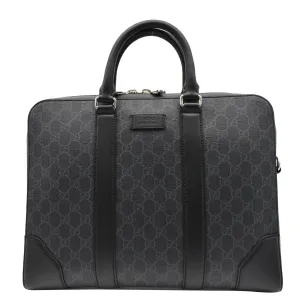 GUCCI Briefcase GG Supreme Canvas Messenger Bag Black 474135