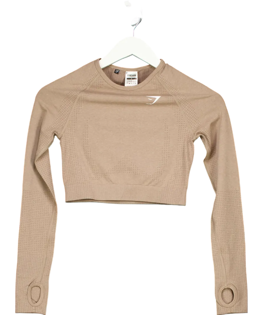 gymshark Beige Vital Seamless 2.0 Crop Top UK S