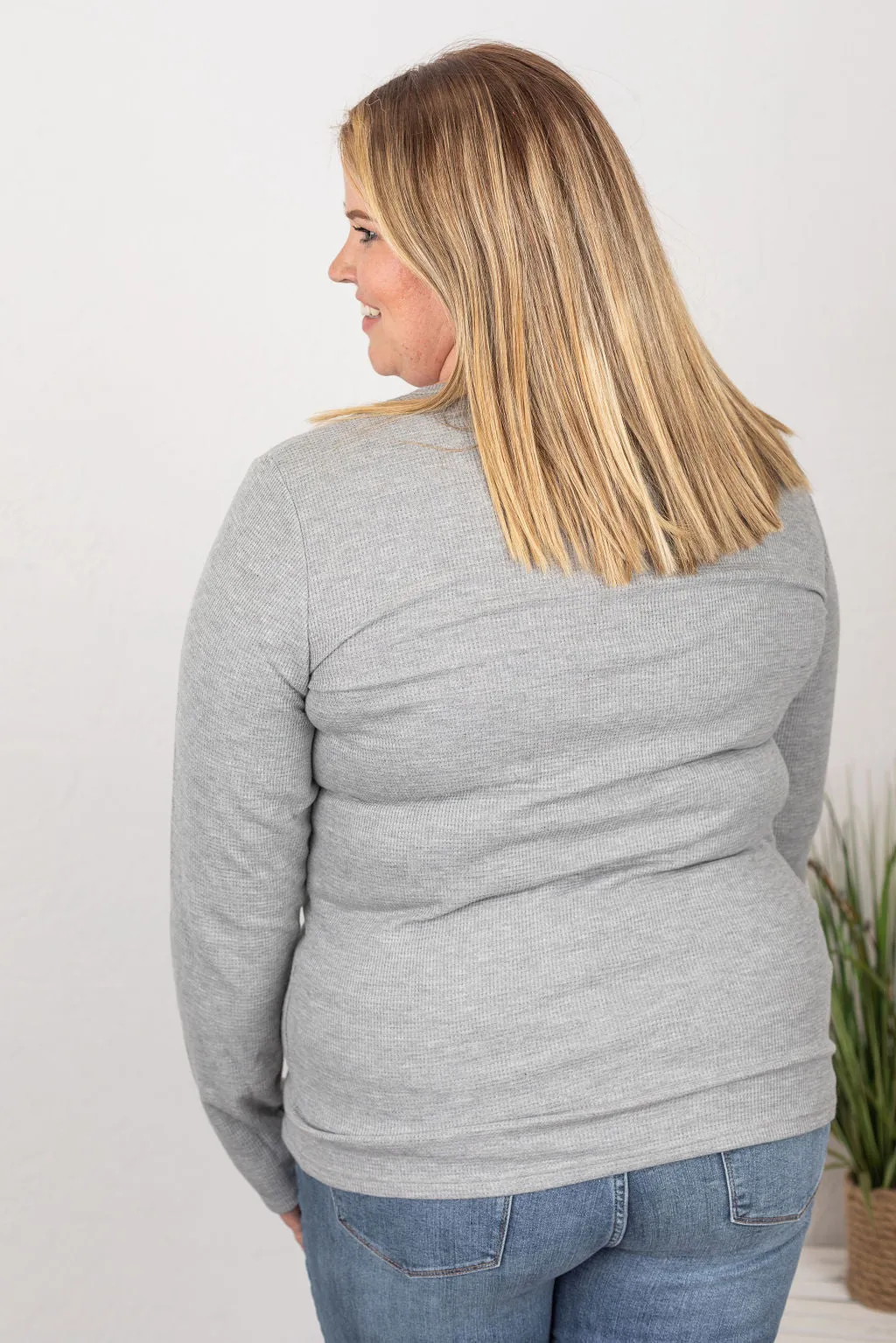 Harper Long Sleeve Henley - Light Grey