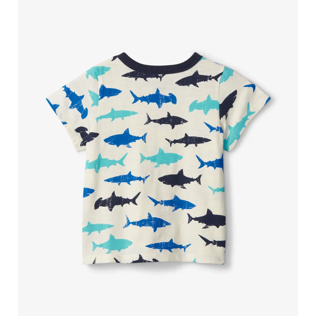 Hatley Sea Sharks Henley Tee - Sea Salt