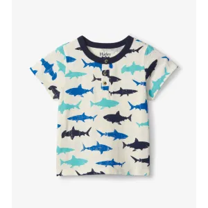 Hatley Sea Sharks Henley Tee - Sea Salt