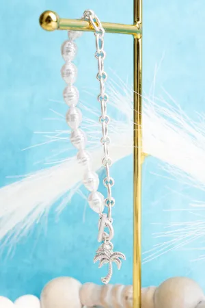 Hawaiian Resort Palm Tree Pearl Toggle Bracelet