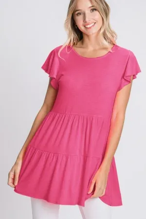 Hazel Blues® | Heimish Tiered Round Neck Ruffle Sleeve Top