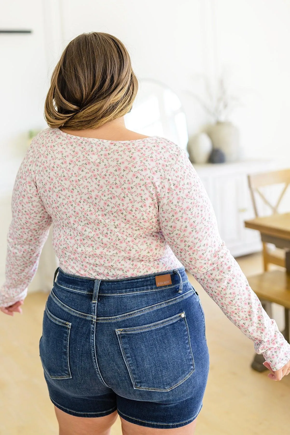Hazel Blues® | Wistful Wishes Floral Henley Bodysuit