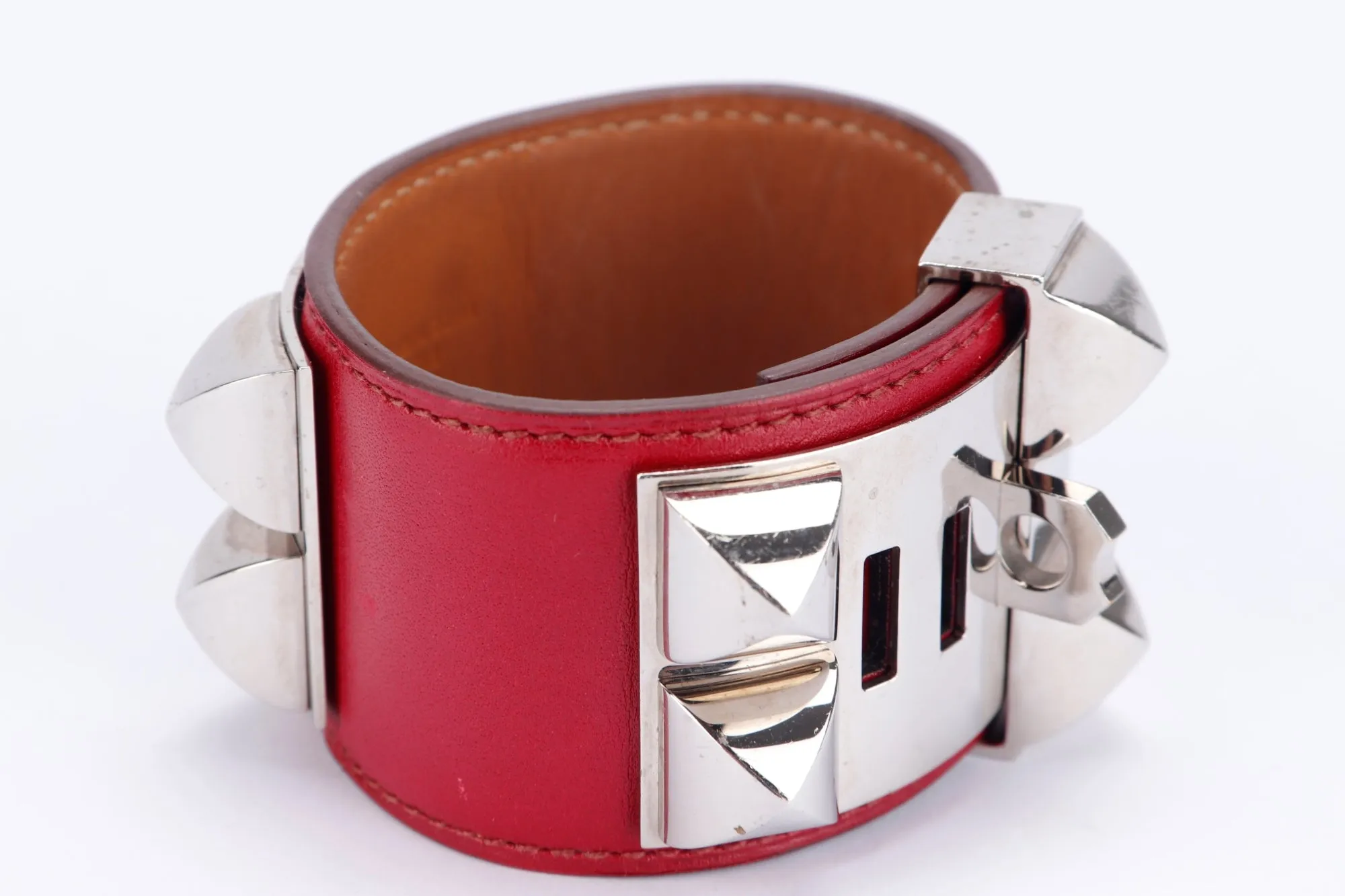 Hermes CDC Bracelet (Stamp A), Marron Leather, Silver Hardware, no Dust Cover & Box