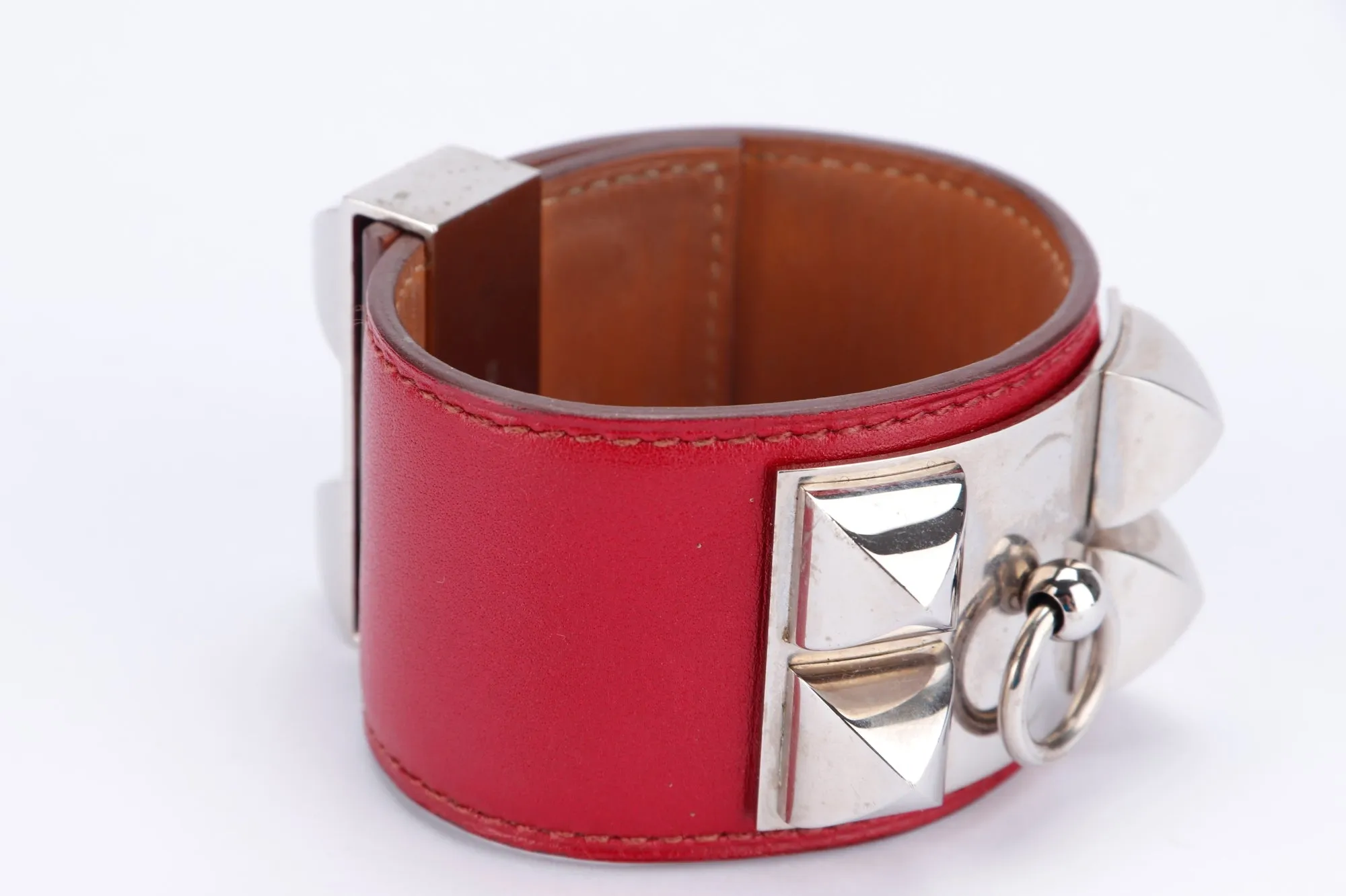 Hermes CDC Bracelet (Stamp A), Marron Leather, Silver Hardware, no Dust Cover & Box