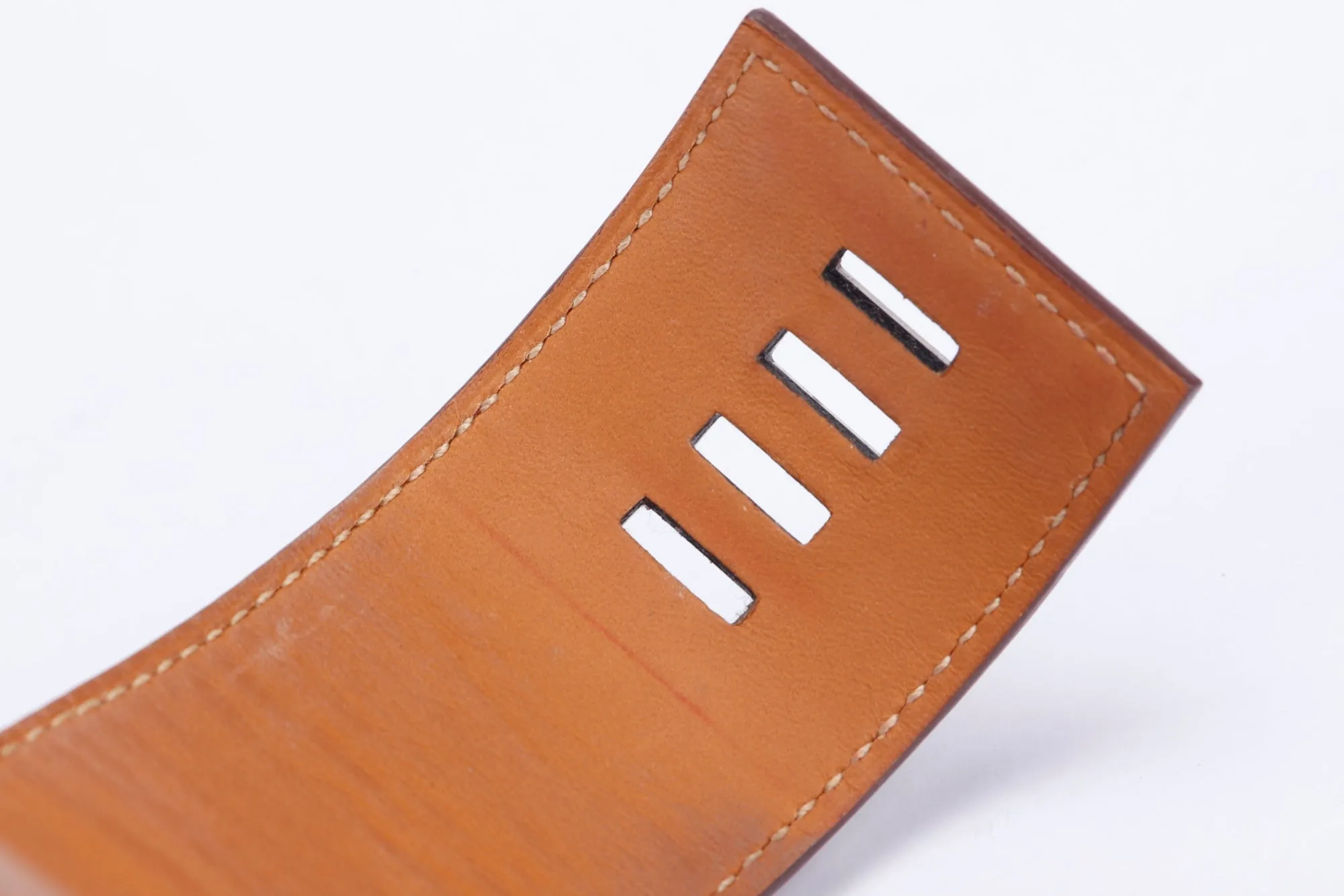 Hermes CDC Bracelet (Stamp A), Marron Leather, Silver Hardware, no Dust Cover & Box