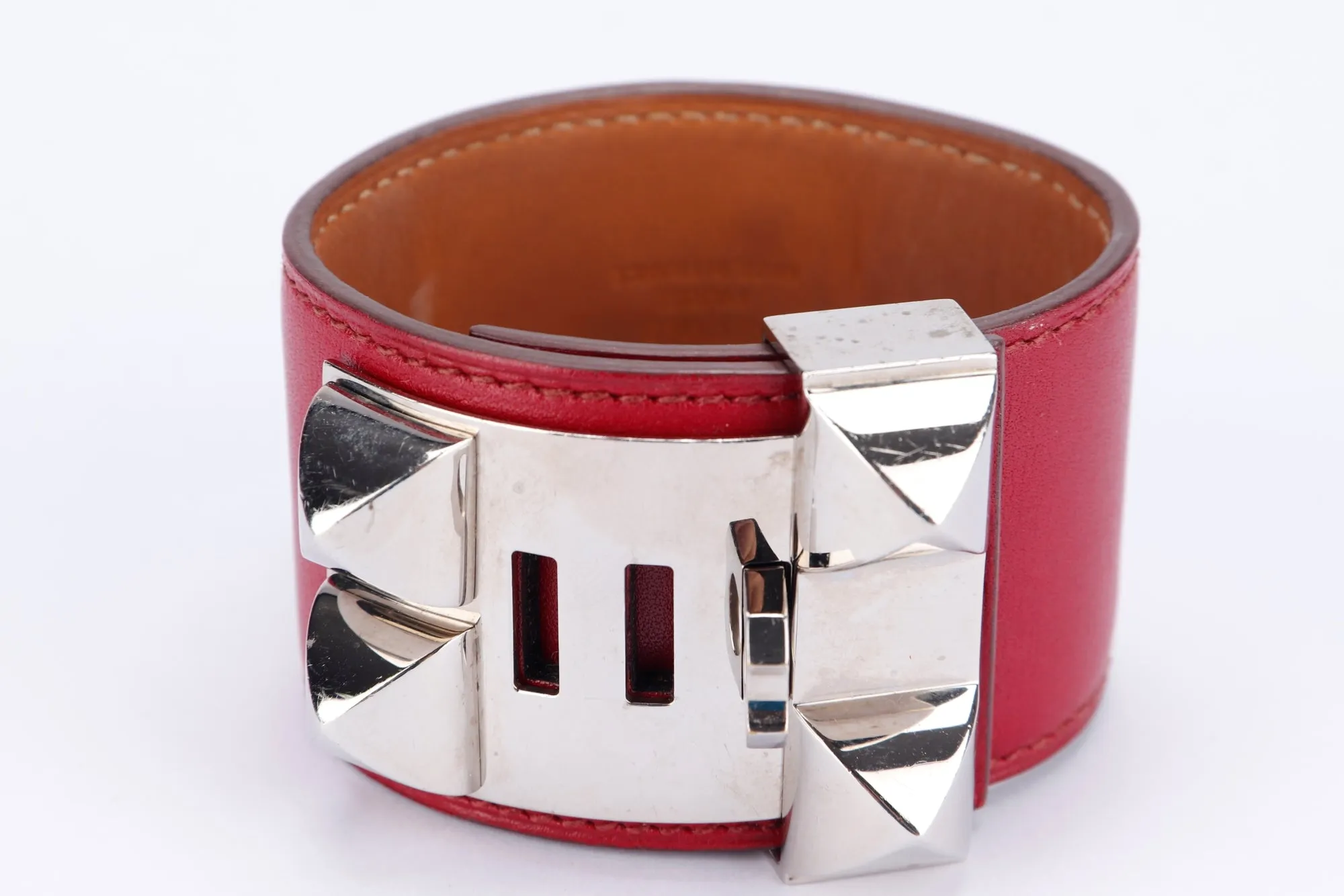 Hermes CDC Bracelet (Stamp A), Marron Leather, Silver Hardware, no Dust Cover & Box