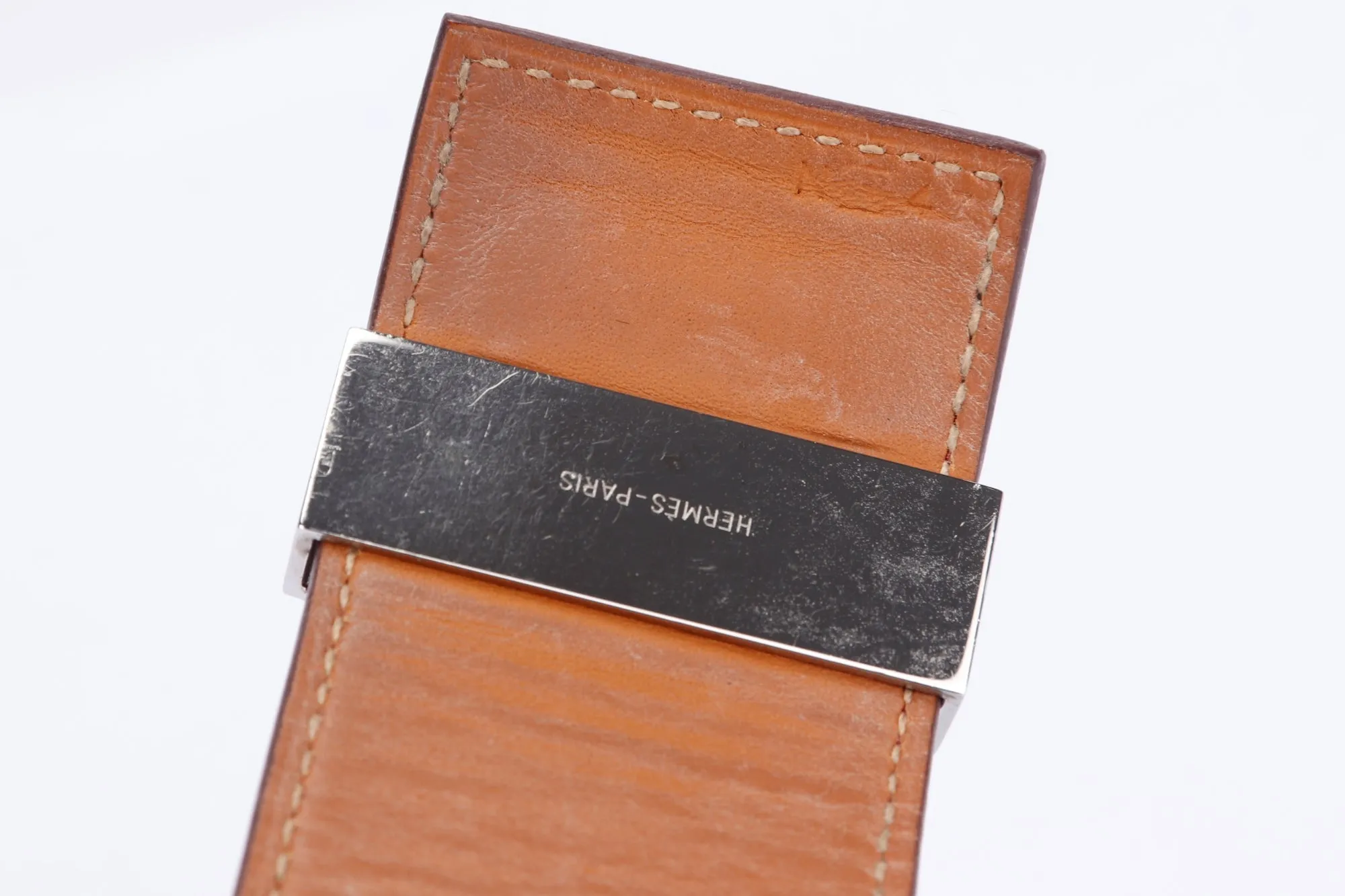 Hermes CDC Bracelet (Stamp A), Marron Leather, Silver Hardware, no Dust Cover & Box