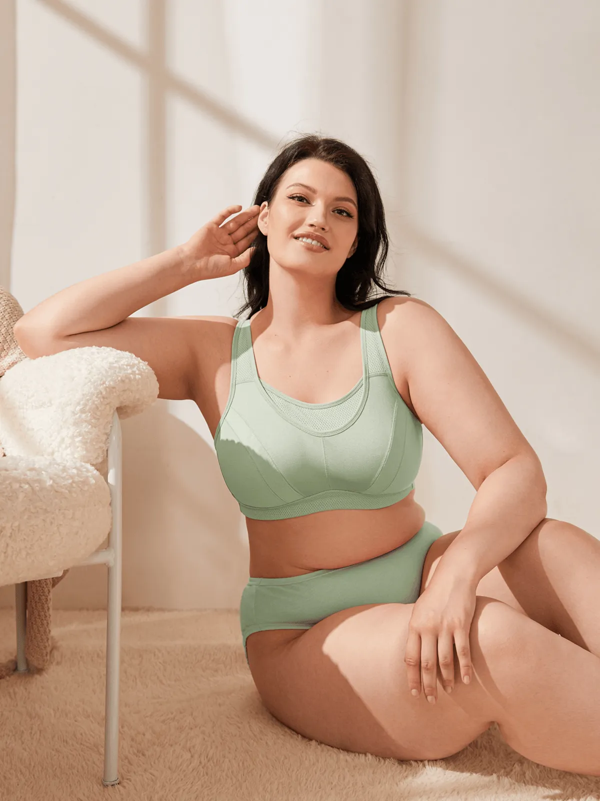 High Impact Large Bust Full Coverage Workout Bras Purple Green