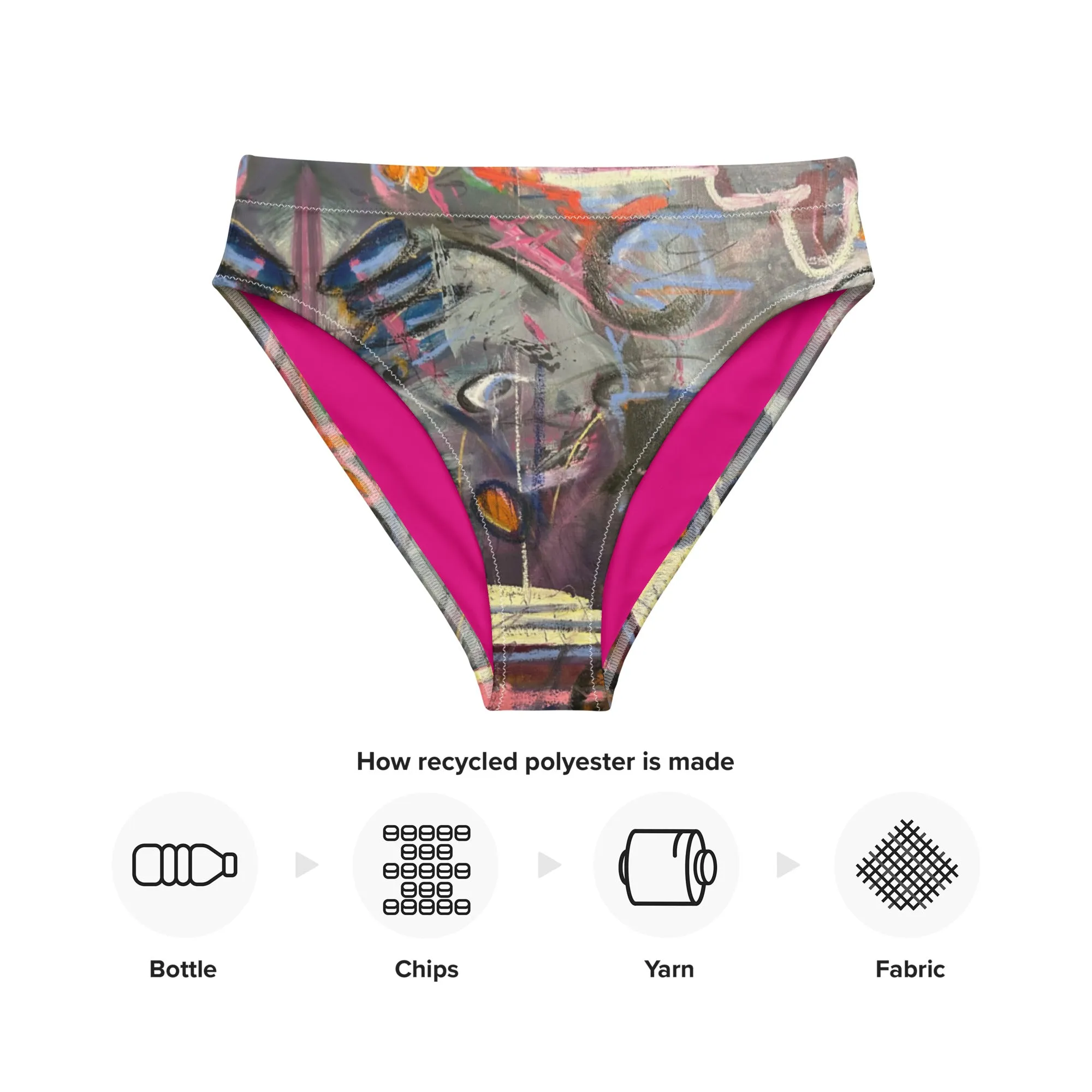 High-waisted bikini bottom "Crazy Town"
