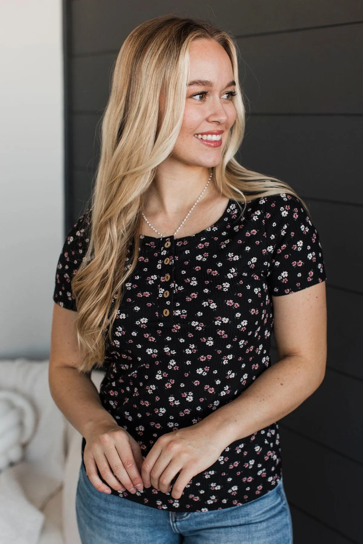 Hold Out Your Hand Floral Top- Black