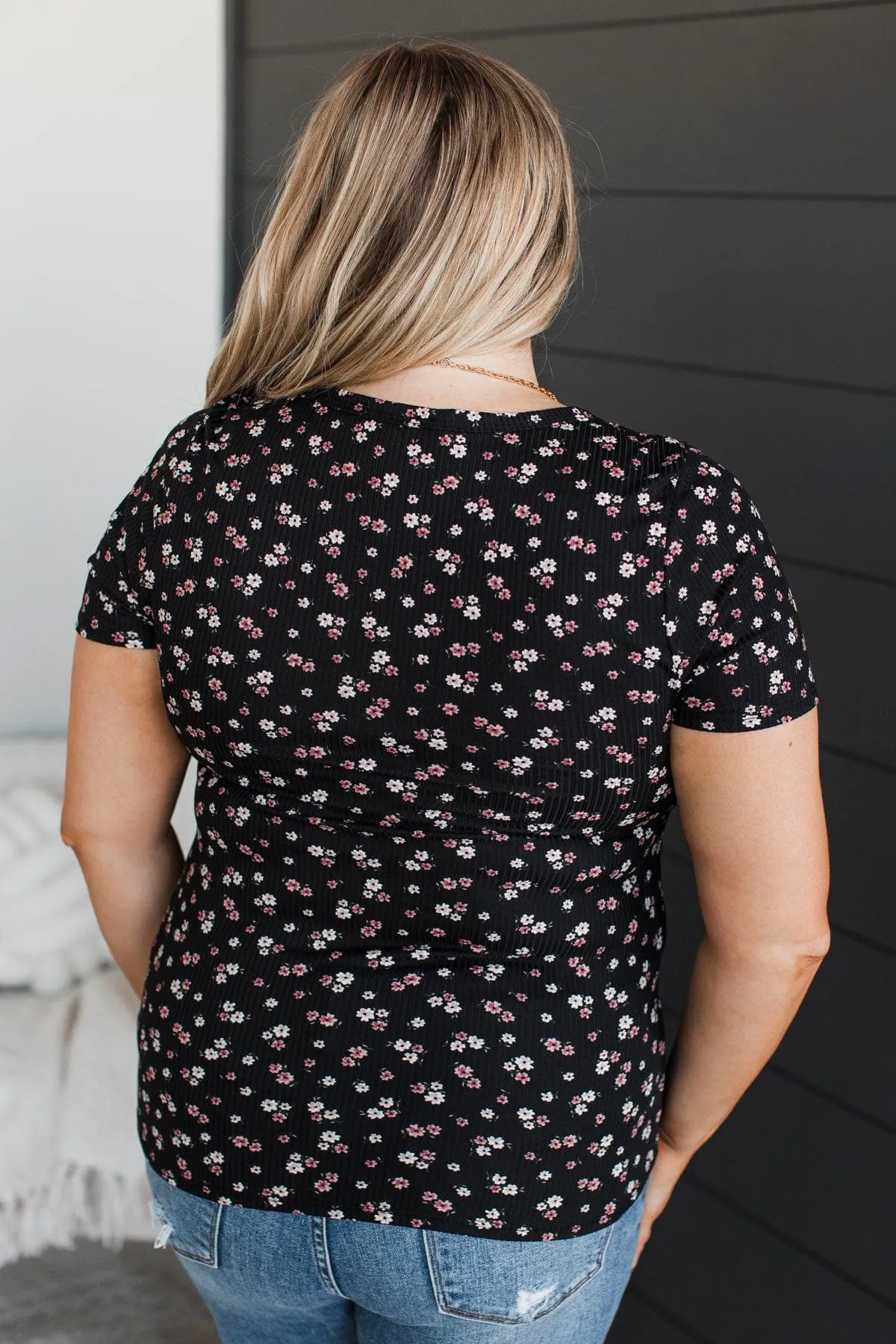 Hold Out Your Hand Floral Top- Black