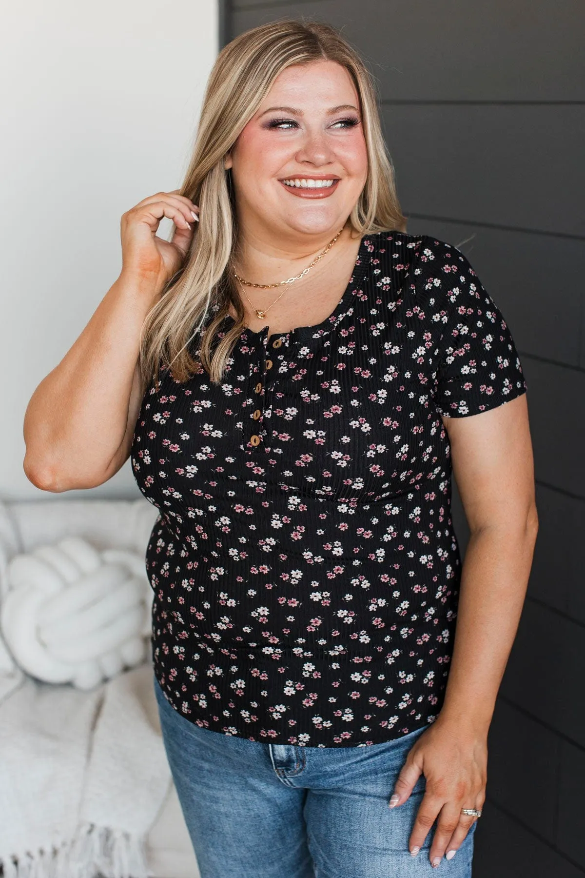 Hold Out Your Hand Floral Top- Black